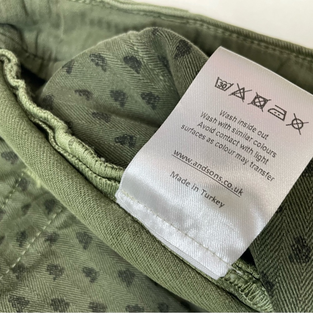 &SONS Virgil Chino Army Pants Men Size 34 x 30 Green Back Cinch Strap - Picture 8 of 11